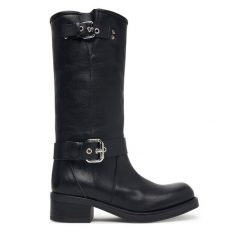 Kozaki Weekend Max Mara. Czarne kozaki damskie Weekend Max Mara, bez obcasa, na płaskiej podeszwie, bez zapięcia. Za 2,134.00 zł.