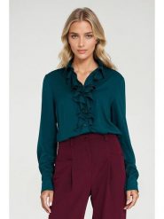 Nife Bluzka w kolorze niebieskim rozmiar: 38. Niebieskie bluzki damskie Nife, bez wzorów, bez kołnierzyka, bez ramiączek. Za 177.94 zł.