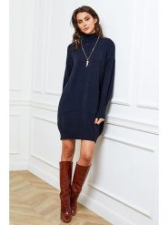 Joséfine Sukienka dzianinowa "Halof" w kolorze granatowym rozmiar: L. Niebieskie sukienki damskie Joséfine, bez wzorów, z dzianiny, bez ramiączek. Za 195.99 zł.