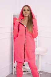 Komplet ocieplany z długą bluzą różowy neon. Czerwone bluzy damskie KESI, l, bez wzorów, z bawełny, bez kaptura. Za 357.56 zł.