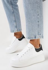 Biało-Czarne Sneakersy na Platformie Blari. Białe obuwie sportowe damskie Born2be, bez zapięcia. Za 99.99 zł.