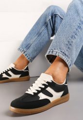 Czarne Sneakersy Tenisówki Ozdobione Wstawkami Ysalesa. Czarne obuwie sportowe casual damskie Renee, bez zapięcia. Za 74.99 zł.