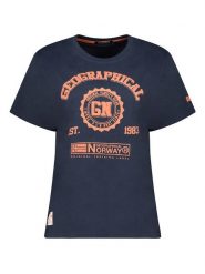 Geographical Norway Koszulka w kolorze granatowym rozmiar: XXL. Niebieskie bluzki damskie Geographical Norway, xxl, bez wzorów, z bawełny, bez kołnierzyka, bez ramiączek. Za 74.63 zł.