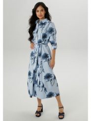 Aniston Sukienka w kolorze błękitno-granatowym rozmiar: 42. Niebieskie sukienki damskie Aniston, bez wzorów, z bawełny, bez ramiączek. Za 74.28 zł.