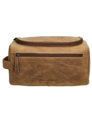 HIDE & STITCHES Skórzana kosmetyczka w kolorze jasnobrązowym - 26 x 15 x 14,5 cm rozmiar: onesize. Brązowe kosmetyczki damskie HIDE & STITCHES, bez wzorów, z materiału. Za 130.99 zł.