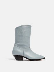 Loft37 Skórzane botki w kolorze błękitnym rozmiar: 36. Niebieskie botki damskie loft37, ze skóry, bez obcasa, bez zapięcia. Za 371.59 zł.