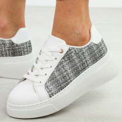 Szare sportowe buty damskie McBraun 23335. Szare obuwie sportowe casual damskie McBraun, z jeansu. Za 99.00 zł.