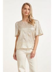 Smashed Lemon Koszulka w kolorze kremowym rozmiar: S. Brązowe bluzki damskie Smashed Lemon, s, bez wzorów, bez kołnierzyka, bez ramiączek. Za 179.95 zł.