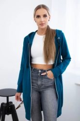 Bluza sukienkowa z kapturem morska. Zielone bluzy damskie KESI, l, bez wzorów, z bawełny, z kapturem. Za 234.40 zł.