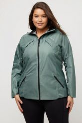 Damskie HYPRAR funkcjonalna kurtka wodoodporna bioniczne wykończenie kaptur. Zielone kurtki damskie Ulla Popken, plus size, bez wzorów, z materiału, z kapturem. Za 591.99 zł.
