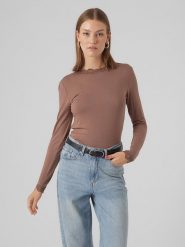 Vero Moda Koszulka "Vmrosa" w kolorze szarobrązowym rozmiar: XS. Brązowe bluzki damskie Vero Moda, xs, bez wzorów, z koronki, bez kołnierzyka, bez ramiączek. Za 35.10 zł.