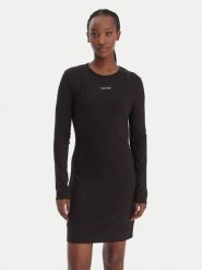 Calvin Klein Jeans Sukienka dzianinowa LV047E219G Czarny Slim Fit. Czarne sukienki damskie Calvin Klein Jeans, bez wzorów, z dzianiny, bez ramiączek. Za 409.99 zł.