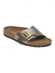 Birkenstock Klapki "Madrid" w kolorze brązowym rozmiar: 38. Brązowe klapki damskie Birkenstock, bez wzorów, z otwartym noskiem, bez obcasa, bez zapięcia. Za 422.95 zł.
