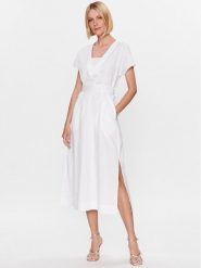 Peserico Sukienka codzienna S02893A Biały Regular Fit. Białe sukienki damskie Peserico, bez wzorów, z bawełny, bez ramiączek. Za 1,649.00 zł.
