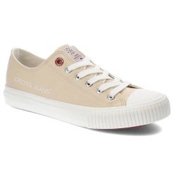 Beżowe Trampki Cross Jeans Damskie Modne Obuwie. Brązowe trampki damskie Cross Jeans, bez wzorów, z jeansu, bez zapięcia. Za 105.00 zł.