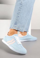 Niebieskie Sneakersy w Stylu Tenisówek z Paskami na Boku Cholewki Aitoria. Niebieskie obuwie sportowe damskie Renee, bez zapięcia, tenisowe. Za 79.99 zł.