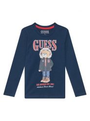 Guess Bluzka N5BI04I3Z14 Granatowy Regular Fit. Niebieskie t-shirty i koszulki chłopięce Guess, z aplikacjami, z bawełny, bez kołnierzyka, bez ramiączek. Za 89.99 zł.