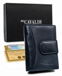 Portfel damski 4U Cavaldi RD-09-GCL granatowy. Niebieskie portfele damskie 4U Cavaldi, bez wzorów, ze skóry. Za 69.99 zł.