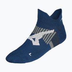 Skarpety Mizuno DryLite Race Mid. Niebieskie skarpetki damskie Mizuno, z aplikacjami, z elastanu. Za 26.99 zł.