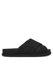 Tommy Jeans Klapki Tjw Comfort Slides Washed Denim EN0EN02898 Czarny. Czarne klapki damskie Tommy Jeans, bez wzorów, z denimu, bez obcasa, bez zapięcia. Za 249.99 zł.
