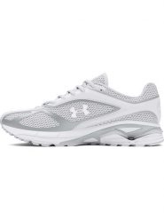 Under Armour Skórzane buty w kolorze szarym do biegania rozmiar: 41. Szare obuwie sportowe damskie Under Armour, z materiału, bez zapięcia, do biegania. Za 289.88 zł.