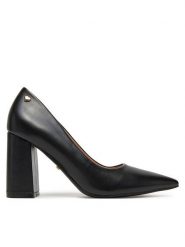 DeeZee Czółenka KB-008 Czarny. Czarne czółenka damskie DeeZee, bez wzorów, ze skóry, bez obcasa. Za 139.99 zł.