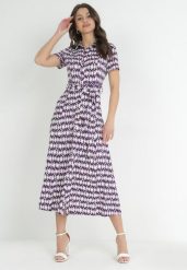 Fioletowa Koszulowa Sukienka Maxi z Materiałowym Paskiem Rainora. Fioletowe sukienki damskie Born2be, bez wzorów, z materiału, eleganckie, bez ramiączek. Za 219.99 zł.