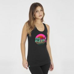 Koszulka na siłownię damska FEPLA czarna. Czarne koszulki damskie LEGEA, bez wzorów, z bawełny, bez kołnierzyka, bez ramiączek. Za 43.00 zł.