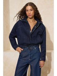 Trendyol Kurtka dżinsowa w kolorze granatowym rozmiar: M. Niebieskie kurtki damskie Trendyol, m, bez wzorów, z bawełny, bez kaptura. Za 195.99 zł.