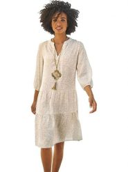 Heine Sukienka w kolorze beżowym rozmiar: 40. Brązowe sukienki damskie Heine, bez wzorów, bez ramiączek. Za 104.89 zł.