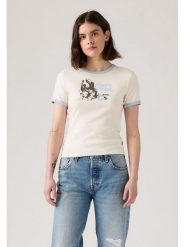 Levi's Koszulka w kolorze beżowym rozmiar: L. Brązowe bluzki damskie Levi's, l, bez wzorów, z bawełny, bez kołnierzyka, bez ramiączek. Za 75.34 zł.