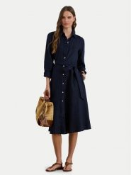 LAUREN RALPH LAUREN Sukienka koszulowa 200P13686002 Granatowy Regular Fit. Niebieskie sukienki damskie Lauren Ralph Lauren, bez wzorów, ze lnu, bez ramiączek. Za 1,599.00 zł.