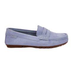 Zamszowe Mokasyny Damskie Big Star RR274943 Niebieskie. Niebieskie mokasyny damskie z zamszu, bez obcasa. Za 279.90 zł.