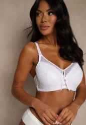 Biały Koronkowy Biustonosz Ozdobiony Przezroczystą Wstawką Acalinai. Białe biustonosze Renee, bez wzorów, z jeansu. Za 39.99 zł.