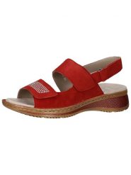 Ara Shoes Skórzane sandały w kolorze czerwonym na koturnie rozmiar: 38. Czerwone sandały damskie Ara Shoes, bez wzorów, z otwartym noskiem, bez obcasa, na koturnie, bez zapięcia. Za 197.63 zł.