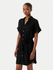 Vero Moda Sukienka koszulowa Bumpy 10325828 Czarny Regular Fit. Czarne sukienki damskie Vero Moda, bez wzorów, z wiskozy, bez ramiączek. Za 159.99 zł.