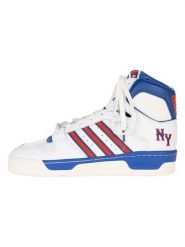Adidas Skórzane sneakersy "Conductor Hi NY Rangers" w kolorze biało-niebiesko-czerwonym rozmiar: 39 1/3. Białe obuwie sportowe damskie Adidas, za kostkę, bez zapięcia. Za 170.47 zł.