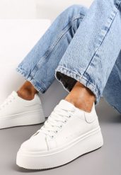 Białe Sneakersy na Grubej Podeszwie Yarna. Białe obuwie sportowe damskie Renee, bez zapięcia. Za 69.99 zł.
