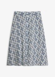 Rozkloszowana spódnica z wiskozy. Niebieskie spódnice damskie bonprix, bez wzorów, z wiskozy, eleganckie. Za 47.99 zł.