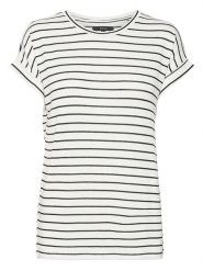 Vero Moda Koszulka w kolorze biało-czarnym rozmiar: L. Białe koszulki damskie Vero Moda, l, bez wzorów, bez kołnierzyka, bez ramiączek. Za 61.46 zł.