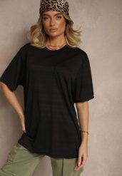 Czarna Koszulka T-shirt z Naszytą Kieszonką TLanitra. Czarne bluzki damskie Renee, l, bez wzorów, z jeansu, bez kołnierzyka, bez ramiączek. Za 39.99 zł.