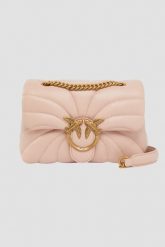 PINKO Różowa kopertówka Love Puff Mini CL AW25. Czerwone torebki wieczorowe damskie Pinko, bez wzorów, ze skóry, bez dodatków. W wyprzedaży za 1,399.99 zł.