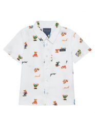Guess Koszula N5GH05 WBHQ1 Biały Regular Fit. Białe koszule chłopięce Guess, z aplikacjami, z bawełny, bez kołnierzyka, bez ramiączek. Za 109.99 zł.