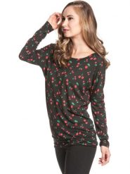 Pussy Deluxe Koszulka "Cherries" w kolorze czarno-czerwonym rozmiar: S. Czarne koszulki damskie Pussy Deluxe, s, bez wzorów, bez kołnierzyka, bez ramiączek. Za 56.95 zł.