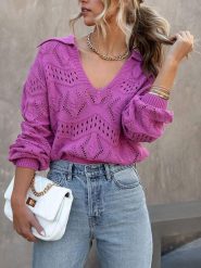 Milan Kiss Sweter w kolorze fioletowym rozmiar: XL. Różowe swetry klasyczne damskie Milan Kiss, xl, bez kołnierzyka. Za 156.61 zł.