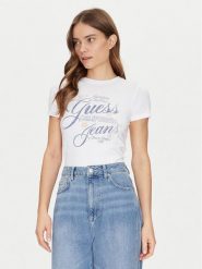 Guess Jeans T-Shirt W5GI24 J1314 Biały Regular Fit. Białe t-shirty damskie Guess Jeans, s, z aplikacjami, z bawełny, bez kołnierzyka. Za 79.99 zł.
