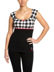 Pussy Deluxe Koszulka "Evie" w kolorze czarno-białym rozmiar: S. Czarne bluzki damskie Pussy Deluxe, s, bez wzorów, bez kołnierzyka, bez ramiączek. Za 63.95 zł.