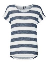 Vero Moda Koszulka w kolorze biało-granatowym rozmiar: XS. Białe bluzki damskie Vero Moda, s, bez wzorów, z wiskozy, bez kołnierzyka, bez ramiączek. Za 74.63 zł.