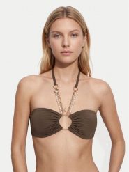 Guess Góra od bikini E6GJ01 KF412 Brązowy. Brązowe bikini Guess, z aplikacjami, z syntetyku. Za 349.99 zł.