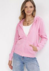 Różowa Bluza z Kapturem Zapinana na Suwak Bran. Czerwone bluzy damskie Born2be, l, bez wzorów, z materiału, z kapturem. Za 44.99 zł.